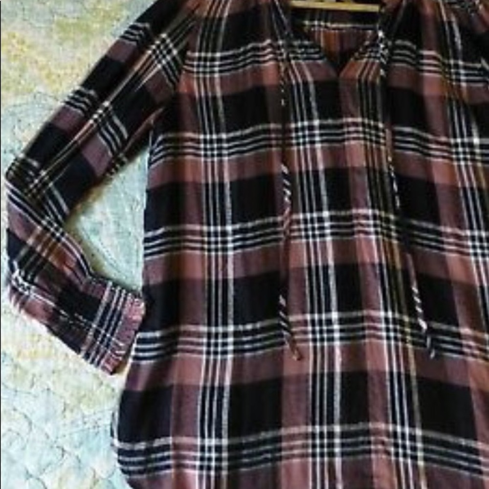 Loft pink plaid tunic